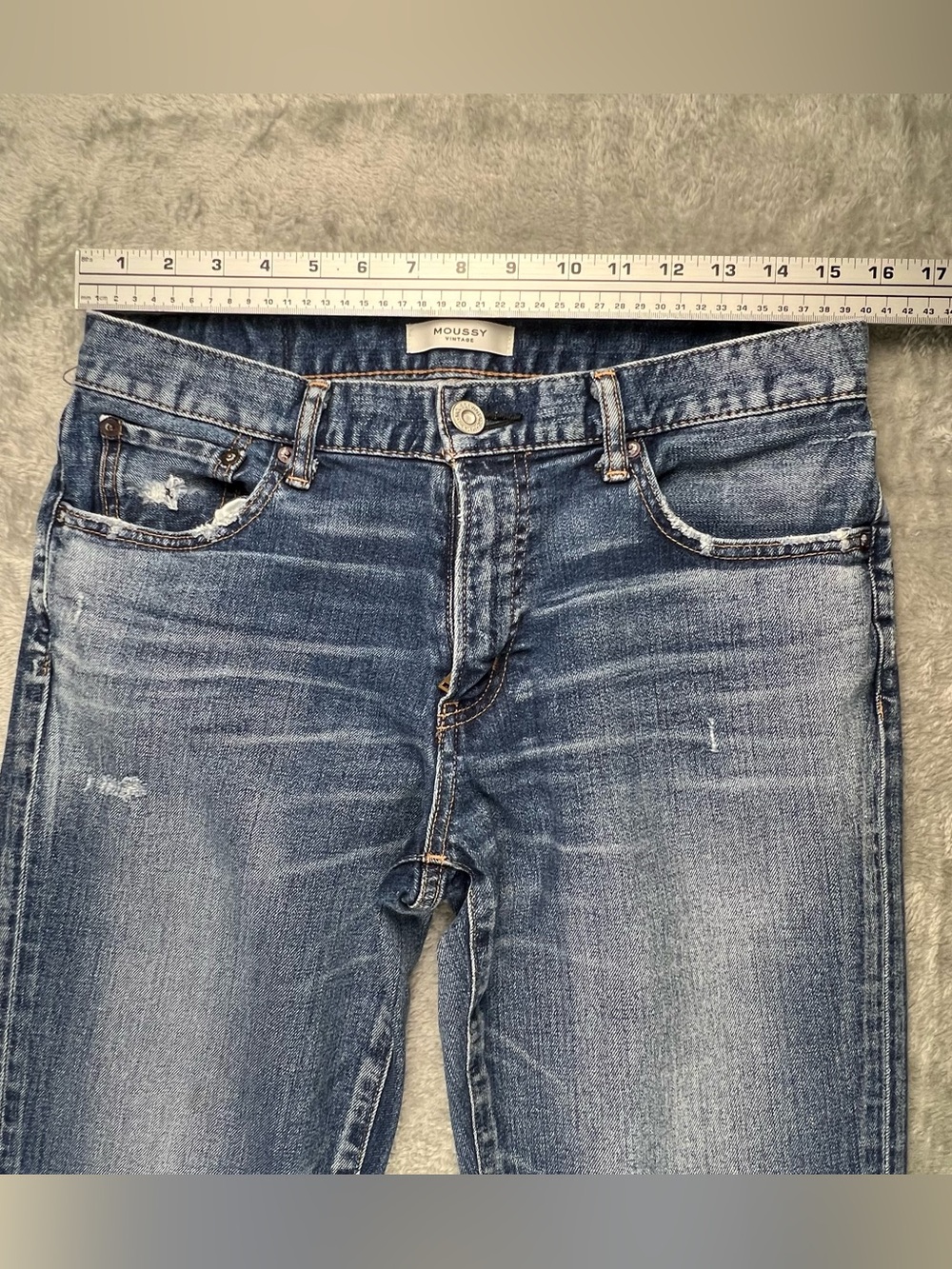Moussy Vintage Sundance Skinny Ankle Jeans Dark Blue Size 30 Distressed Japan - Picture 3 of 9